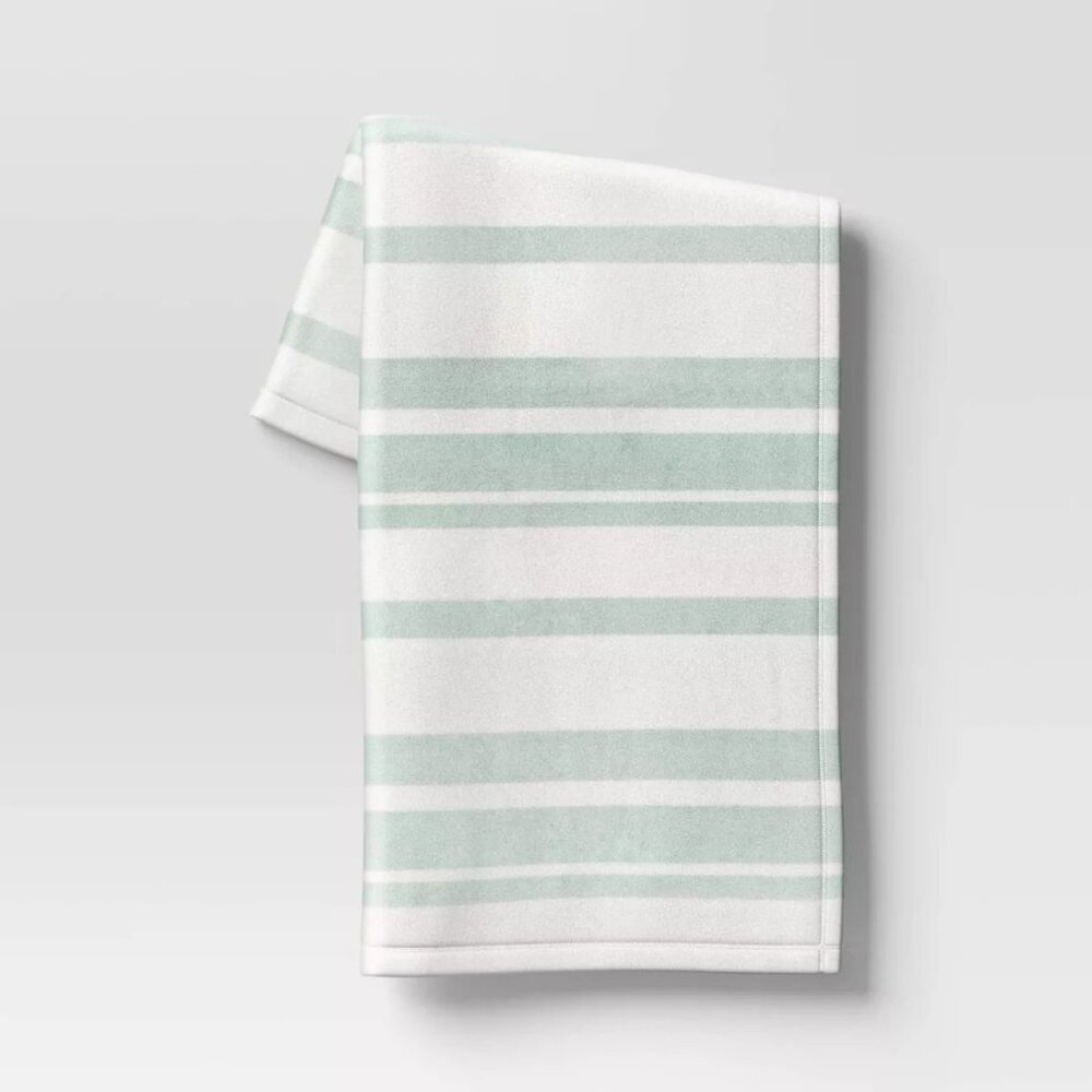 Target Room‎ Essentials Printed Plush Striped Throw Blanket Mint Easter 2024